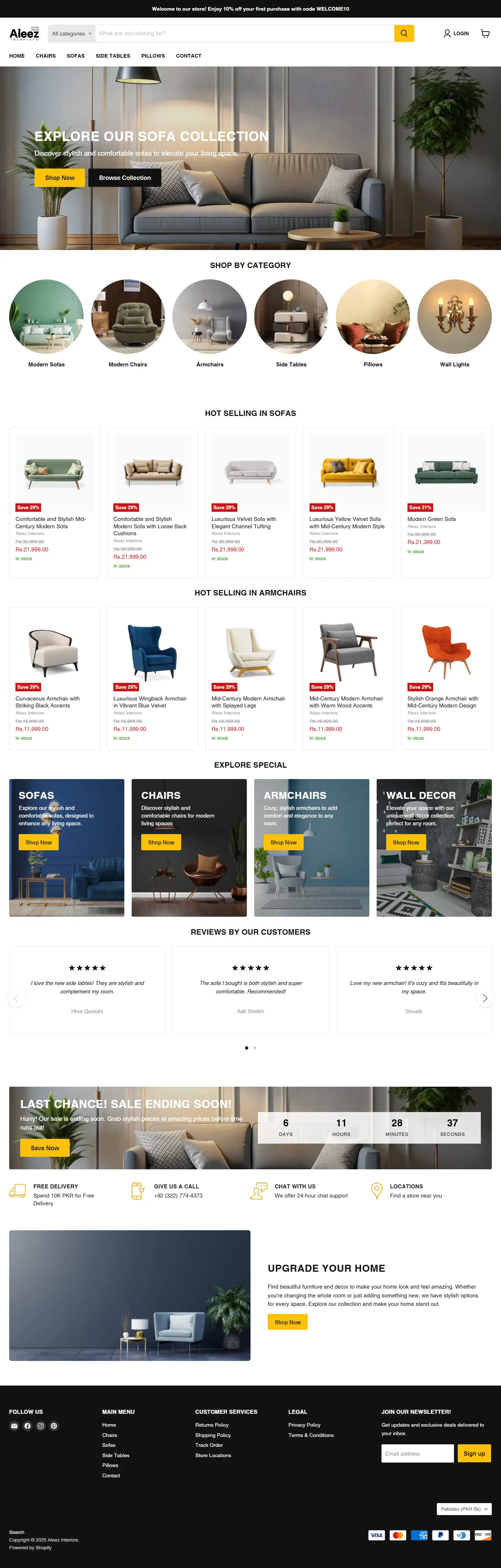 Aleez Interiors Homepage